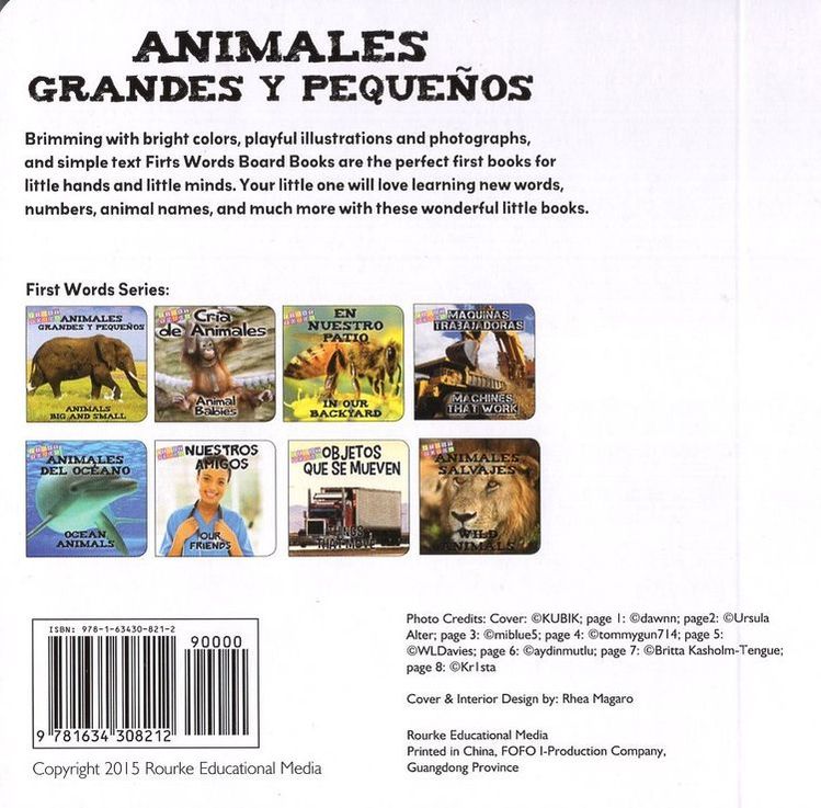 Animals Big and Small / Animales Grandes y Pequenos ( First Words Bilingual  ) (Board Book)