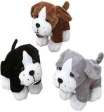 3 Pack Plushie Sitting Dogs Colors Gray Black and Brown